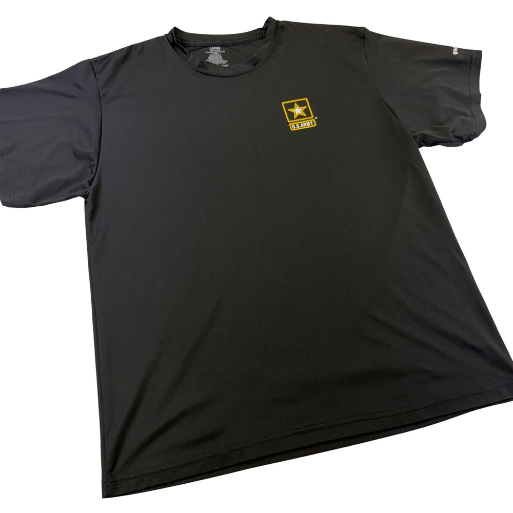 US Army Physical Fitness T-Shirt Mens Large Black Polyester PFU Tee 372B8